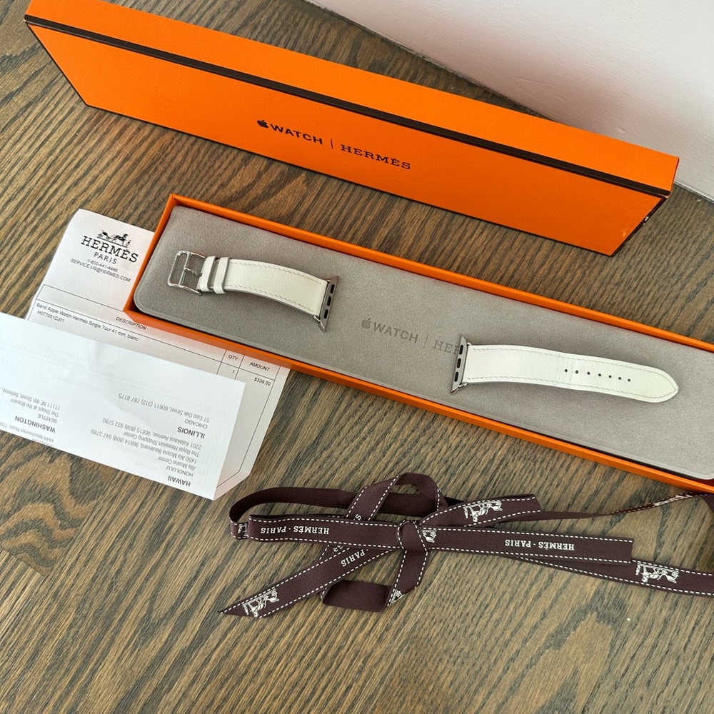 Band Apple Watch Hermes Single Tour 41mm, Blanc